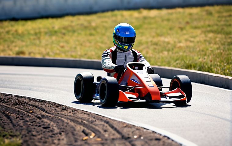 A professional RC race driver, highly focused and determined, wearing a modern, ergonomic, and breathable racing suit that fits like a second skin. The scene is set on a sunny, outdoor RC track, with a blurred RC car in motion in the background, emphasizing the driver's intense concentration and comfort. The suit's design subtly conveys high-performance fabric and its role in enhancing mental acuity and winning mentality.