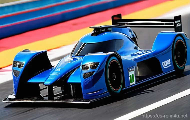 RC카의 속도별 성능 차이 - **Prompt 1: "A sleek, high-performance RC race car, built for extreme speed, blurring past the finis...