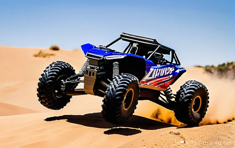 RC카의 속도별 성능 차이 - **Prompt 1: "A sleek, high-performance RC race car, built for extreme speed, blurring past the finis...