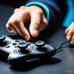 Home 11 RC카 조종기 업그레이드 방법 - A close-up, high-definition photograph capturing a pair of hands expertly gripping a state-of-the-ar...