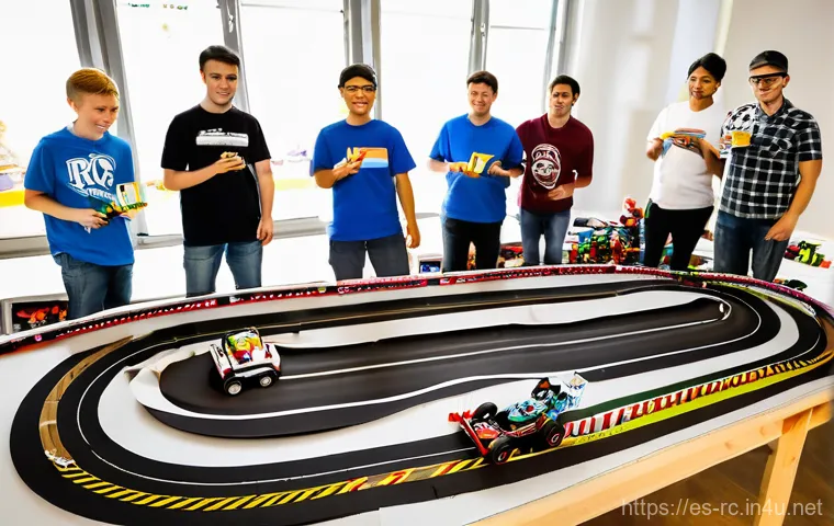 RC카 초소형 모델 리뷰 - **Prompt:** A focused, adult hobbyist (wearing casual, appropriate clothing like a t-shirt and jeans...