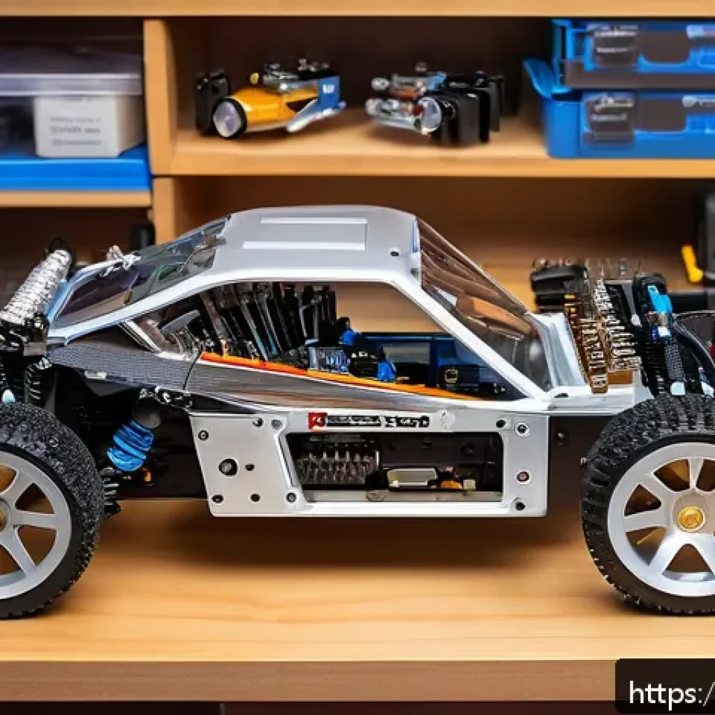 RC카 부품별 가격 비교 - A high-detail close-up of a radio-controlled (RC) car motor setup showcasing both brushed and brushl...