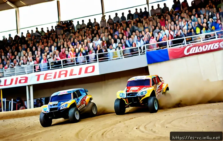 RC카와 관련된 인기 프로그램 - Photorealistic indoor RC car racing event in a modern Spanish community sports hall, colorful miniat...